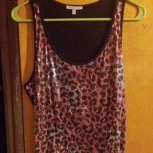 Sequin leopard tank top